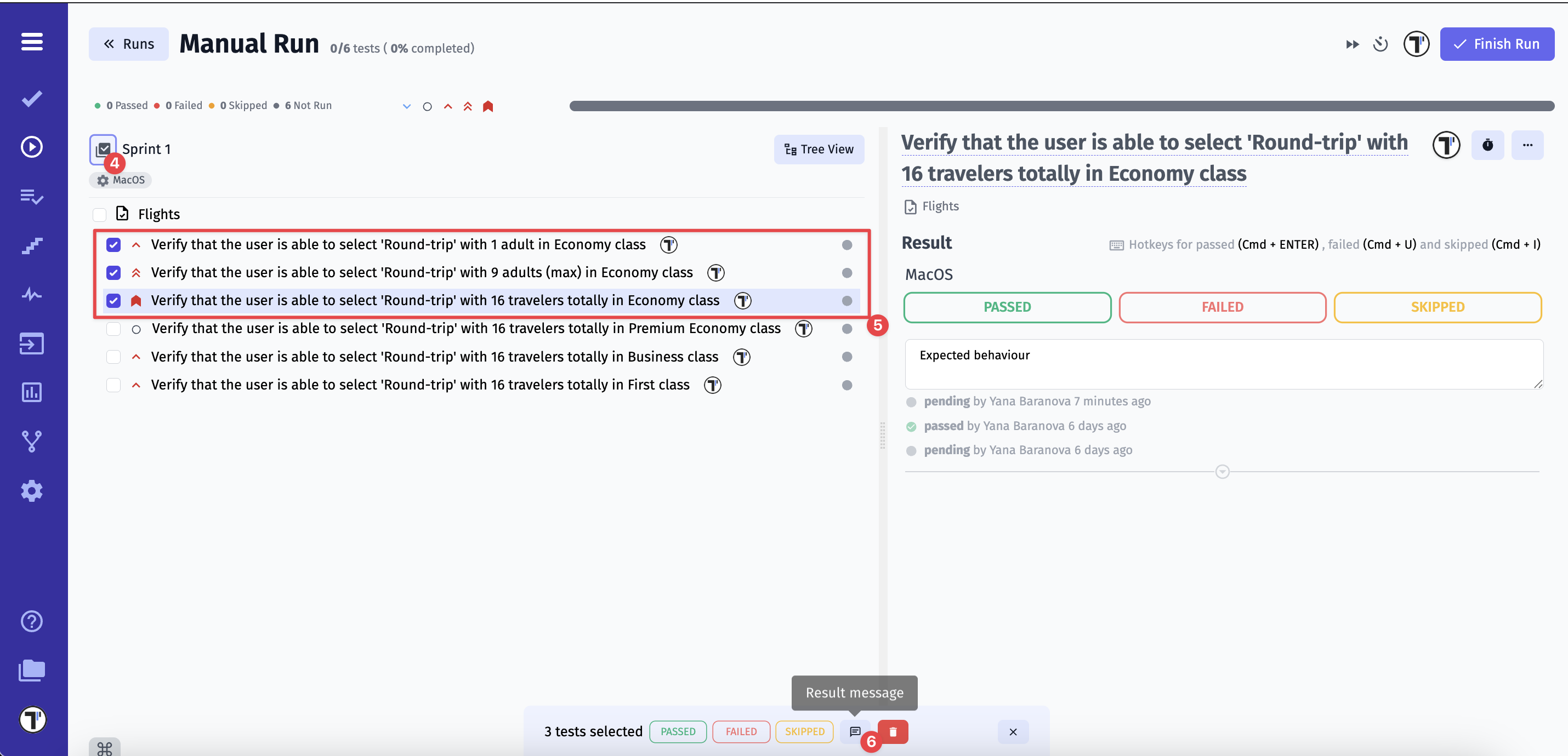 Result Message appears